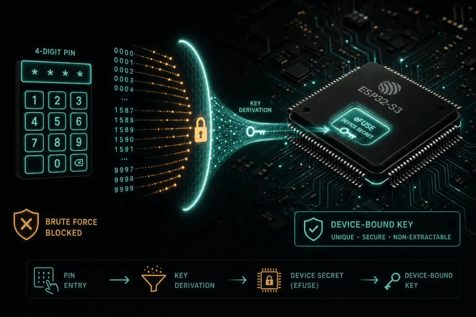 Cover image for Your 4-Digit PIN Is Fine: Device-Bound Keys on ESP32-S3